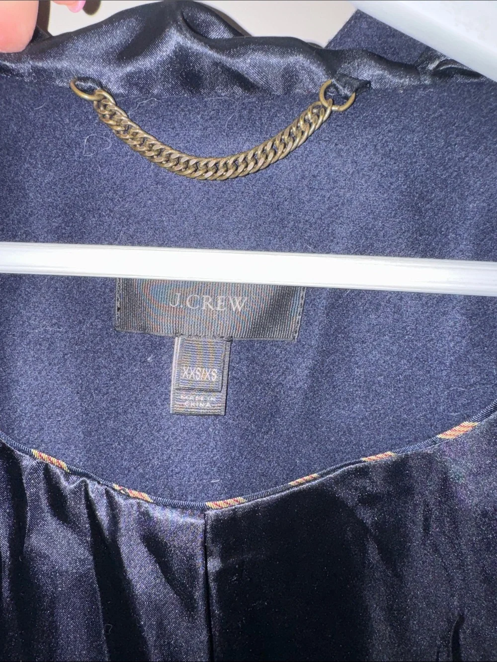 J. Crew Navy Wool Toggle Cape with Brown Leather Accents